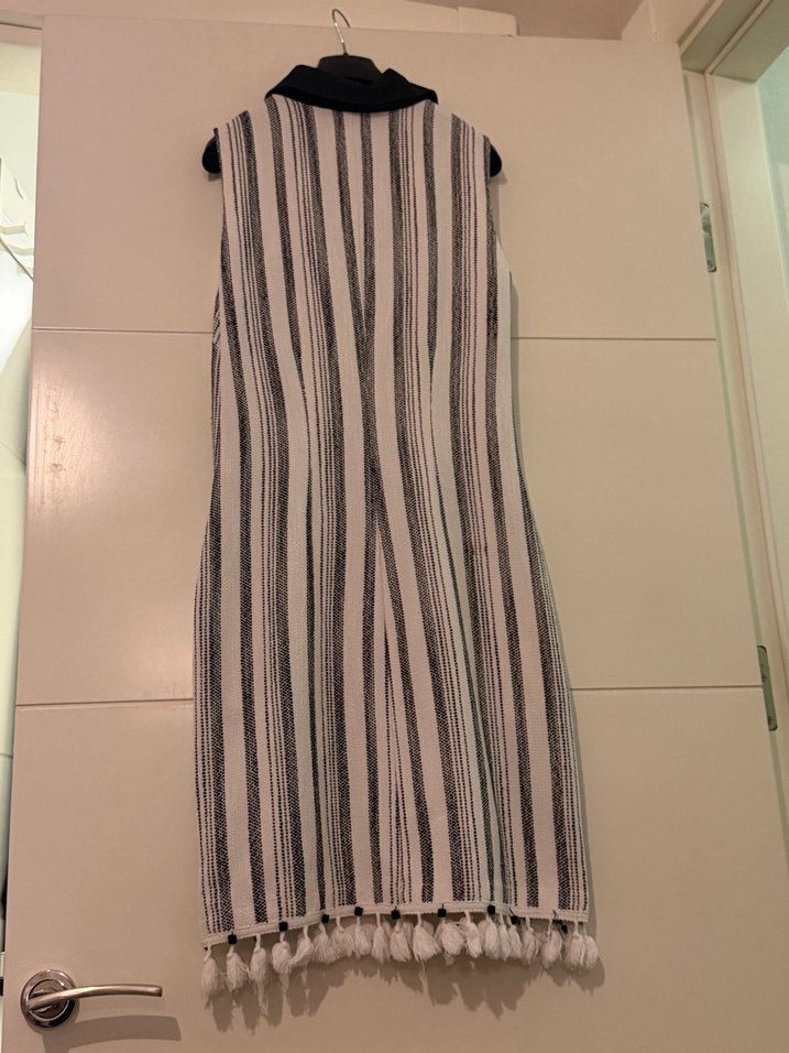 Püsküllü Bohem Çizgili Uzun Elbise - Görsel 2