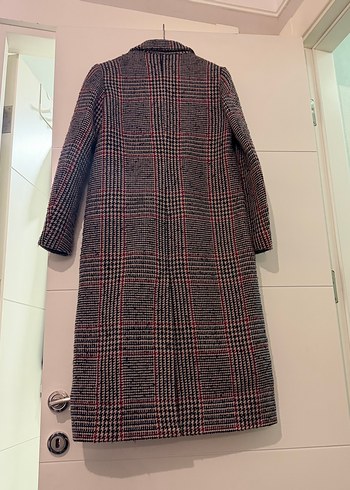 Kadın Gri Ekose Desenli Uzun Ceket - Görsel 2