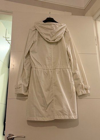 Düğmeli Beyaz Midi Kadın Ceket - Görsel 2