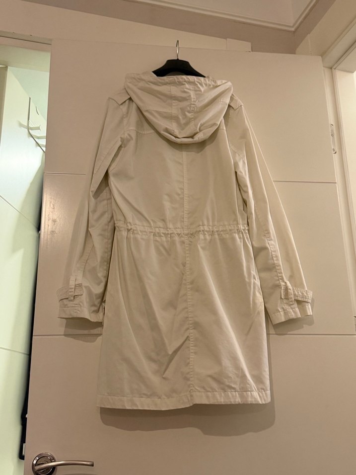 Düğmeli Beyaz Midi Kadın Ceket - Görsel 2