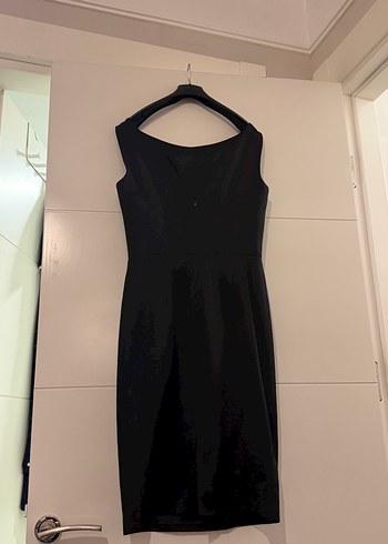 Kemerli Siyah Midi Elbise - Görsel 2