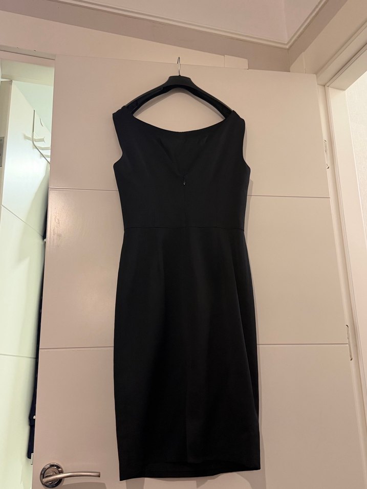 Kemerli Siyah Midi Elbise - Görsel 2