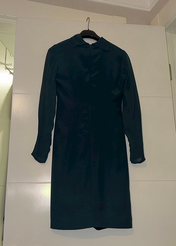 Uzun Siyah Kadın Ofis Kabanı - Görsel 2