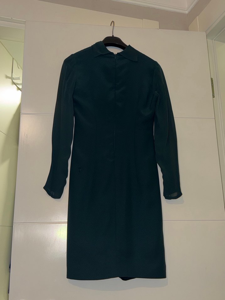 Uzun Siyah Kadın Ofis Kabanı - Görsel 2