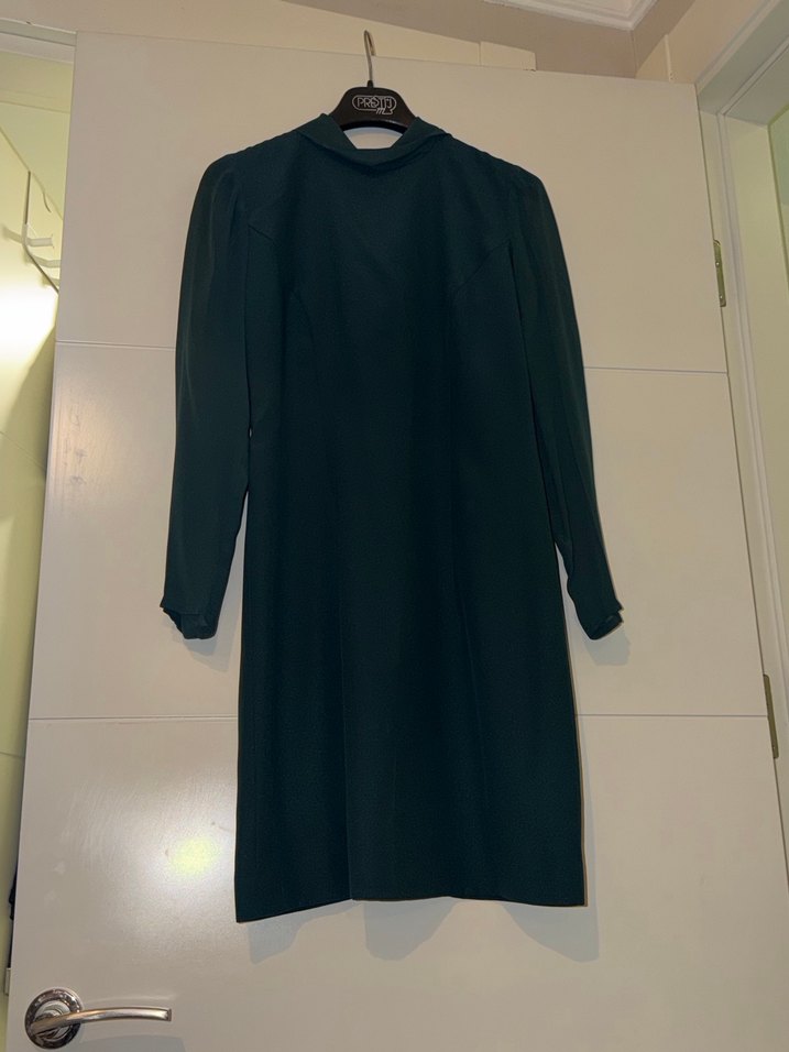 Uzun Siyah Kadın Ofis Kabanı - Görsel 3