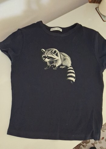 Baskılı lacivert Kadın Kısa Kollu Tişört - Görsel 3