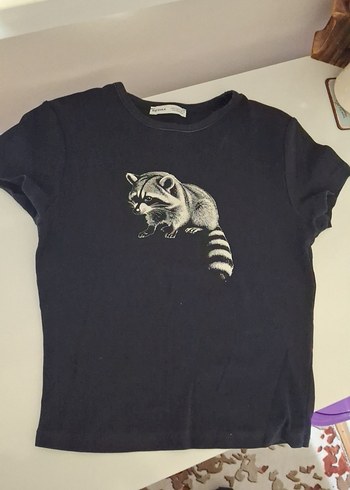 Baskılı lacivert Kadın Kısa Kollu Tişört - Görsel 2