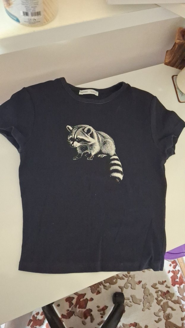 Baskılı lacivert Kadın Kısa Kollu Tişört - Görsel 2