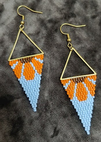 Miyuki Üçgen Sallantılı Tasarım Küpe - Görsel 3