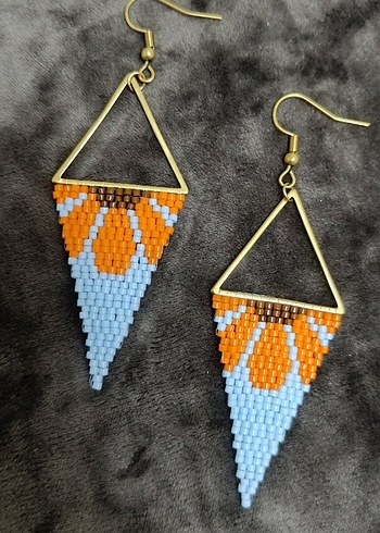 Miyuki Üçgen Sallantılı Tasarım Küpe - Görsel 2