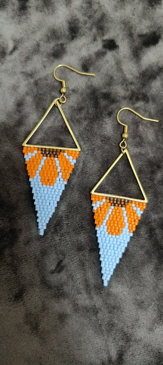 Miyuki Üçgen Sallantılı Tasarım Küpe - Görsel 2