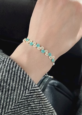 Turkuaz İşlemeli Miyuki Boncuklu Kadın Bileklik - Görsel 3