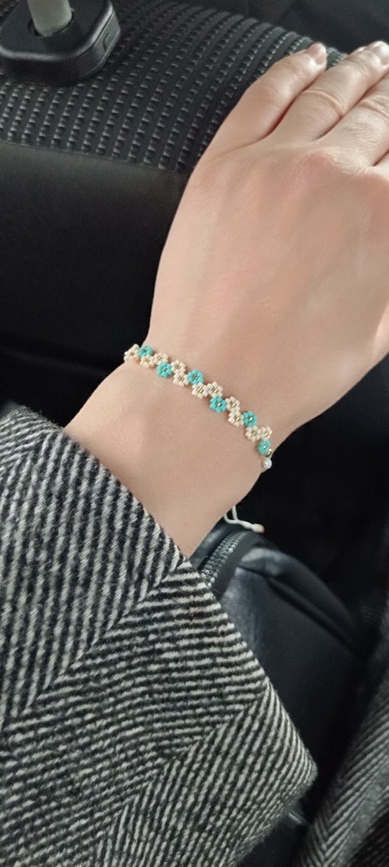 Turkuaz İşlemeli Miyuki Boncuklu Kadın Bileklik - Görsel 2