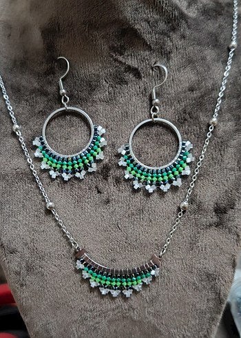 Miyuki Yeşil İşlemeli Set - Görsel 2