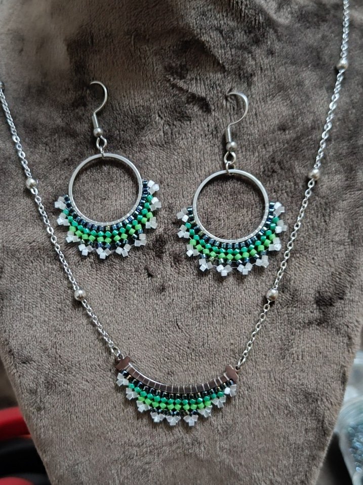 Miyuki Yeşil İşlemeli Set - Görsel 2