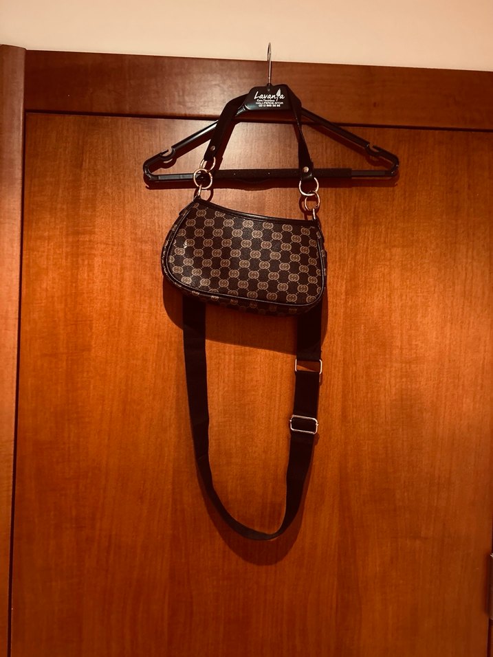 Kahverengi Kareli Deri Kadın Çantası - Görsel 2