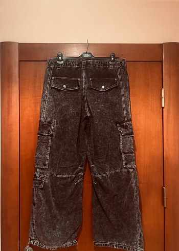 Kemerli, Bol Kesim, Bağlı Desenli Kadın Kot Pantolon - Görsel 2