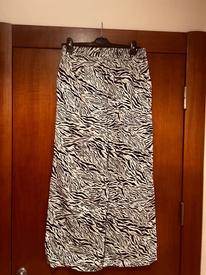 Bohem Zebra Desenli Uzun geniş paça Pantolon - Görsel 2