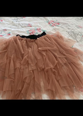 Kadın  Bej Fırfırlı Bohem Etek - Görsel 3