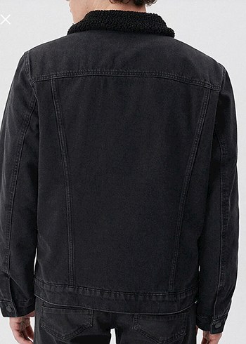 İçi Yünlü Siyah Erkek Jean Ceket - Görsel 2