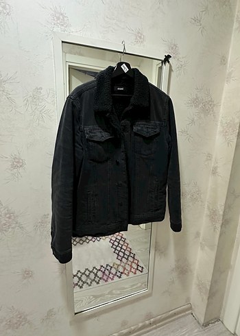 İçi Yünlü Siyah Erkek Jean Ceket - Görsel 5