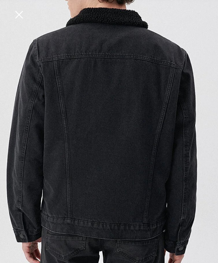 İçi Yünlü Siyah Erkek Jean Ceket - Görsel 2
