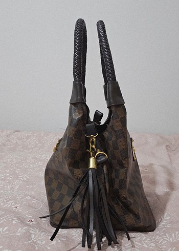 Kahverengi Kareli Deri Kadın Çantası - Görsel 2