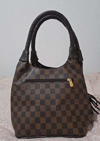 Kahverengi Kareli Deri Kadın Çantası - Görsel 3