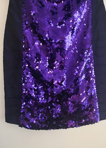 Mor Straplez pullu Mini Abiye Elbise - Görsel 3