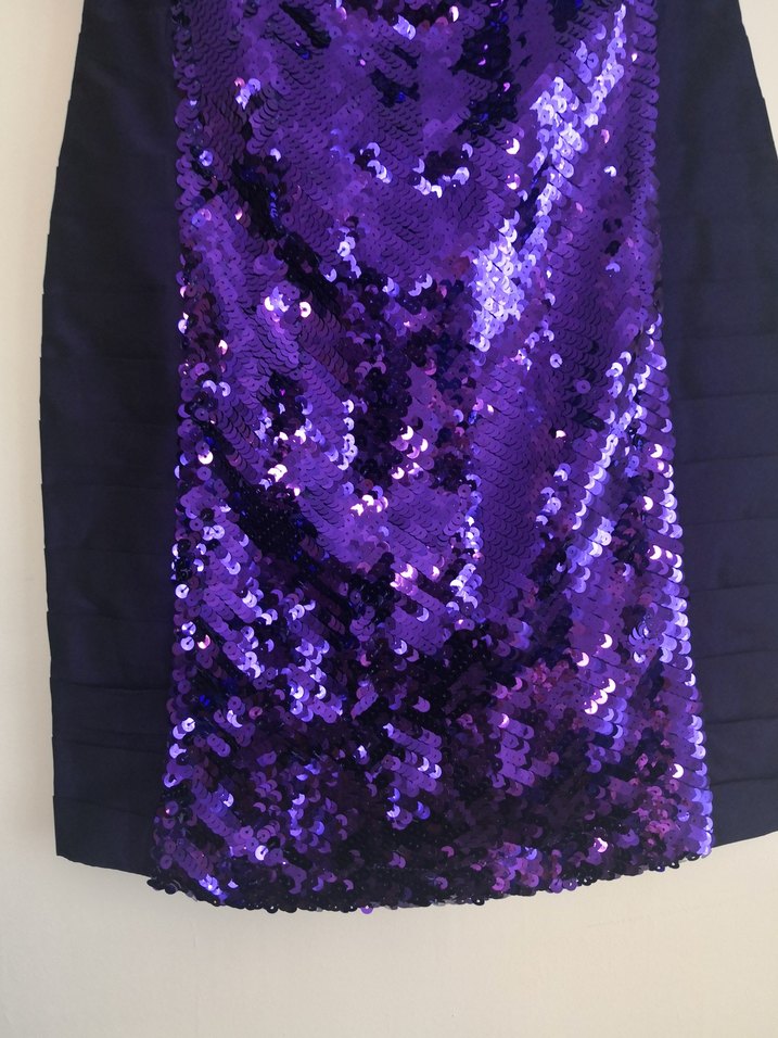 Mor Straplez pullu Mini Abiye Elbise - Görsel 3