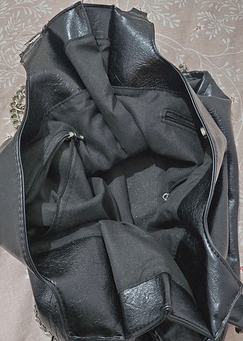 Zincir Detaylı Siyah Deri Kadın Çanta - Görsel 4