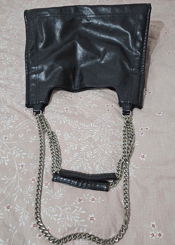 Zincir Detaylı Siyah Deri Kadın Çanta - Görsel 3