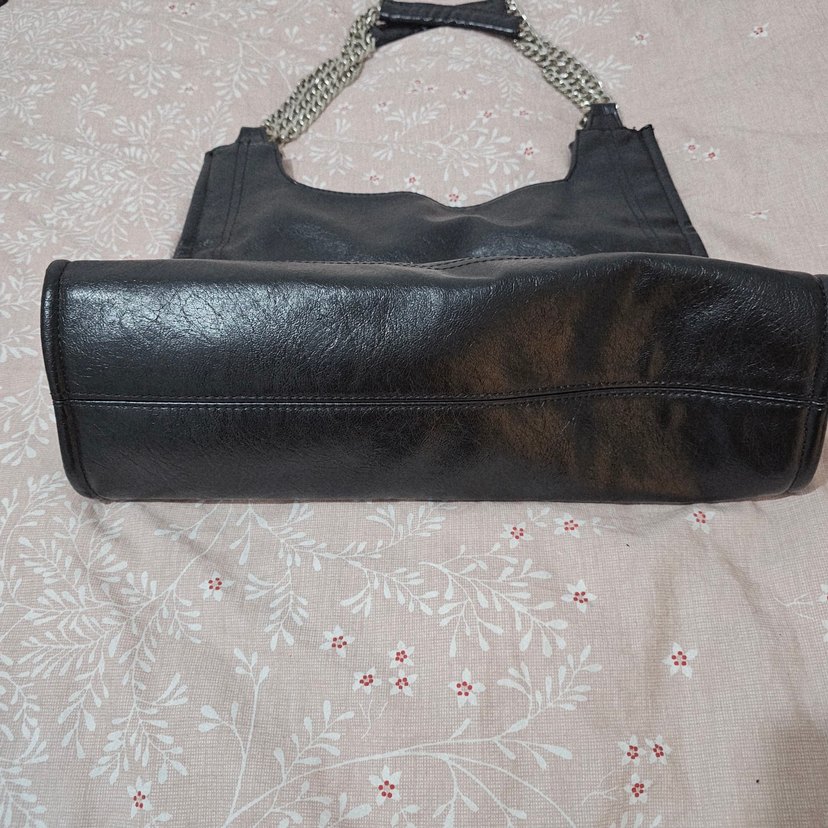 Zincir Detaylı Siyah Deri Kadın Çanta - Görsel 2