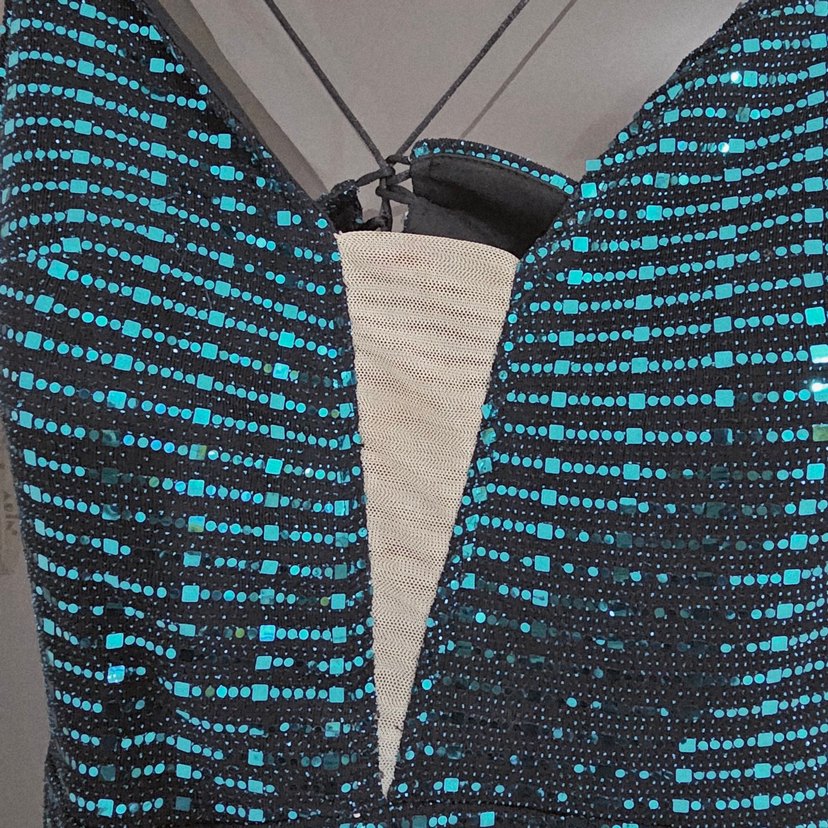 Yeşil Bağlama Desenli Abiye Elbise - Görsel 2