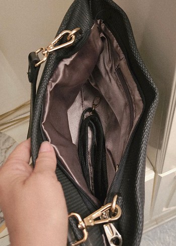 Siyah Deri Kadın Omuz Çantası - Görsel 3