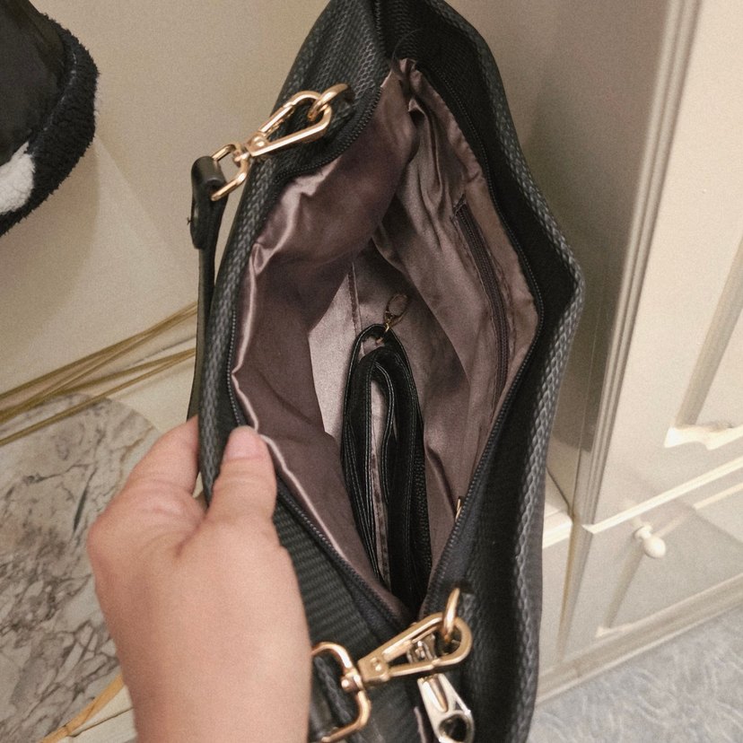 Siyah Deri Kadın Omuz Çantası - Görsel 3