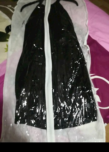 Pullu Siyah Mini Straplez Elbise - Görsel 4