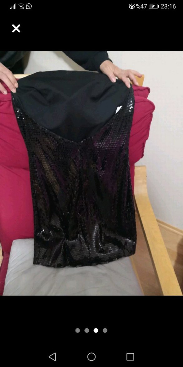 Pullu Siyah Mini Straplez Elbise - Görsel 3