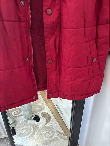m Beden bordo Renk Şişme mont kapüşonlu