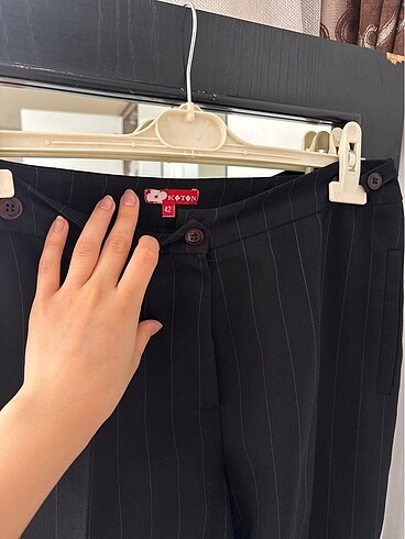xl Beden siyah Renk Kadın çizgili kumaş pantolon
