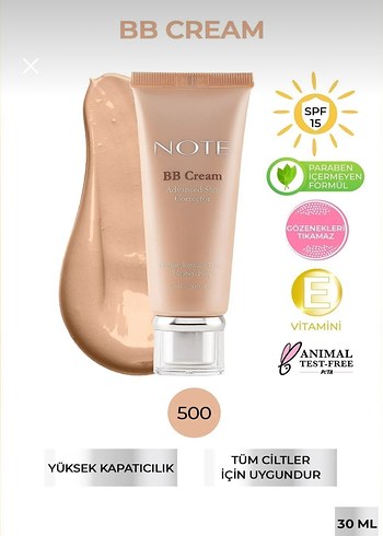 Note BB Krem 30ML Beige 500 SPF15 - Görsel 2