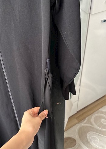 Siyah Fermuarlı Uzun Kadın ferace - Görsel 3