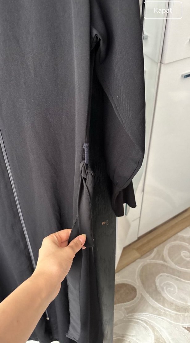 Siyah Fermuarlı Uzun Kadın ferace - Görsel 3