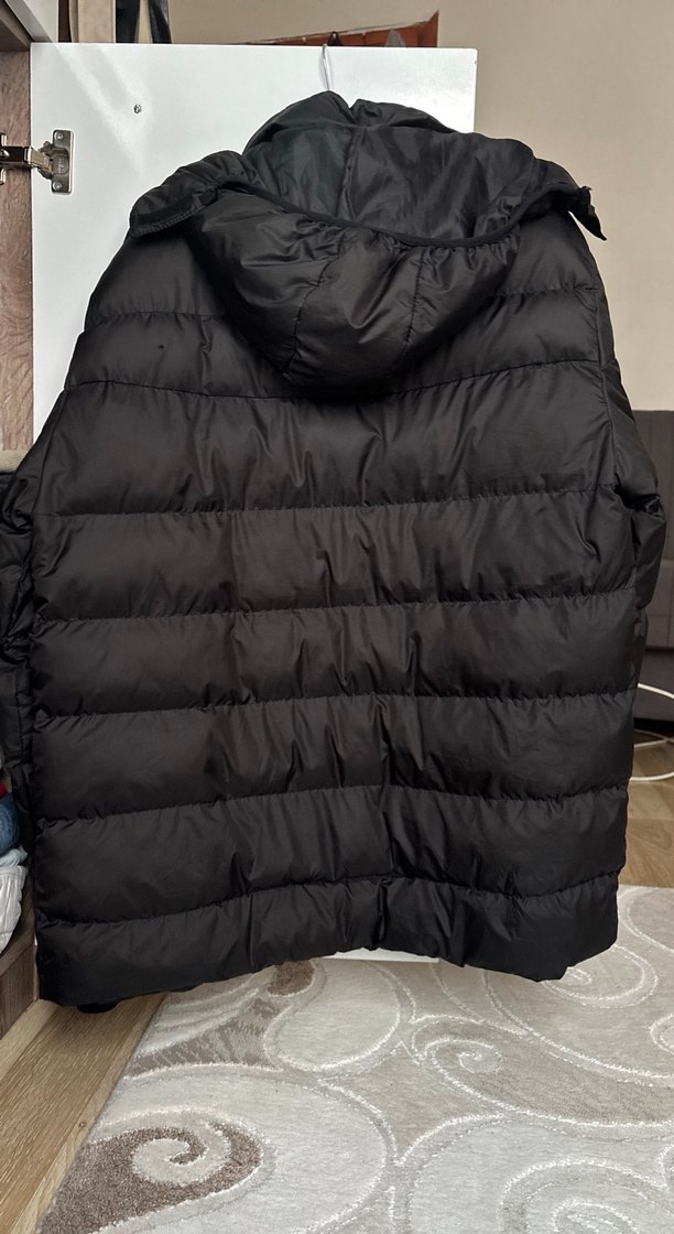 Erkek Siyah Midi Kaban, Fermuarlı, Rahat Kesim - Görsel 5