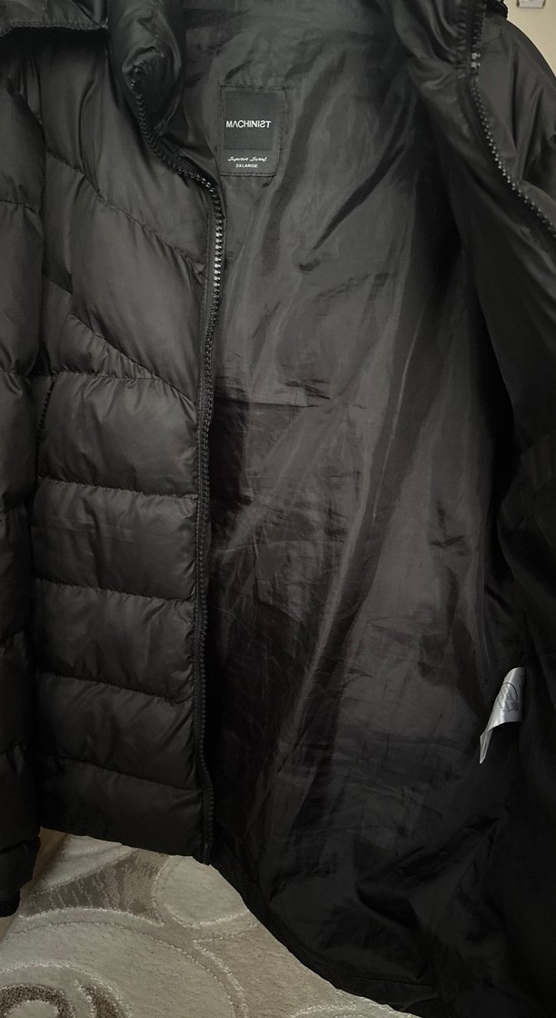 Erkek Siyah Midi Kaban, Fermuarlı, Rahat Kesim - Görsel 3