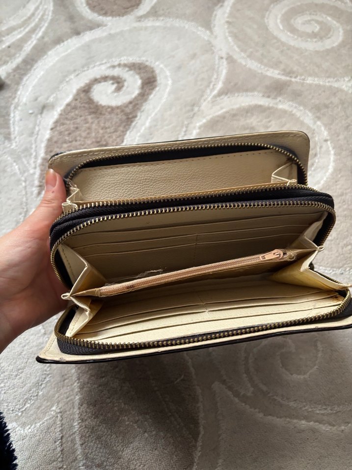 Siyah Deri Kadın Fermuarlı Clutch Cüzdan - Görsel 5