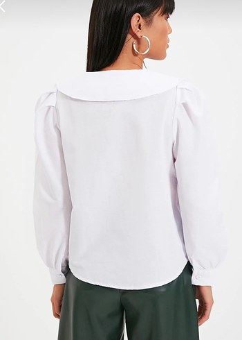 Nakış Detaylı V Yaka Beyaz Kadın Gömlek - Görsel 6