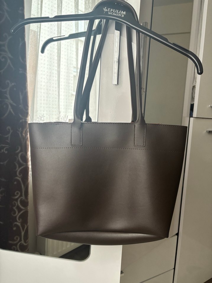 Kahverengi Fermuarlı Deri Kadın Çanta - Görsel 4