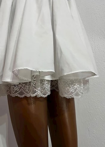 Dantelli Beyaz Mini Strappy Elbise - Görsel 2