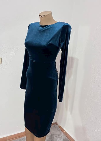 Klasik Lacivert Uzun Kollu Ofis Elbisesi - Görsel 5
